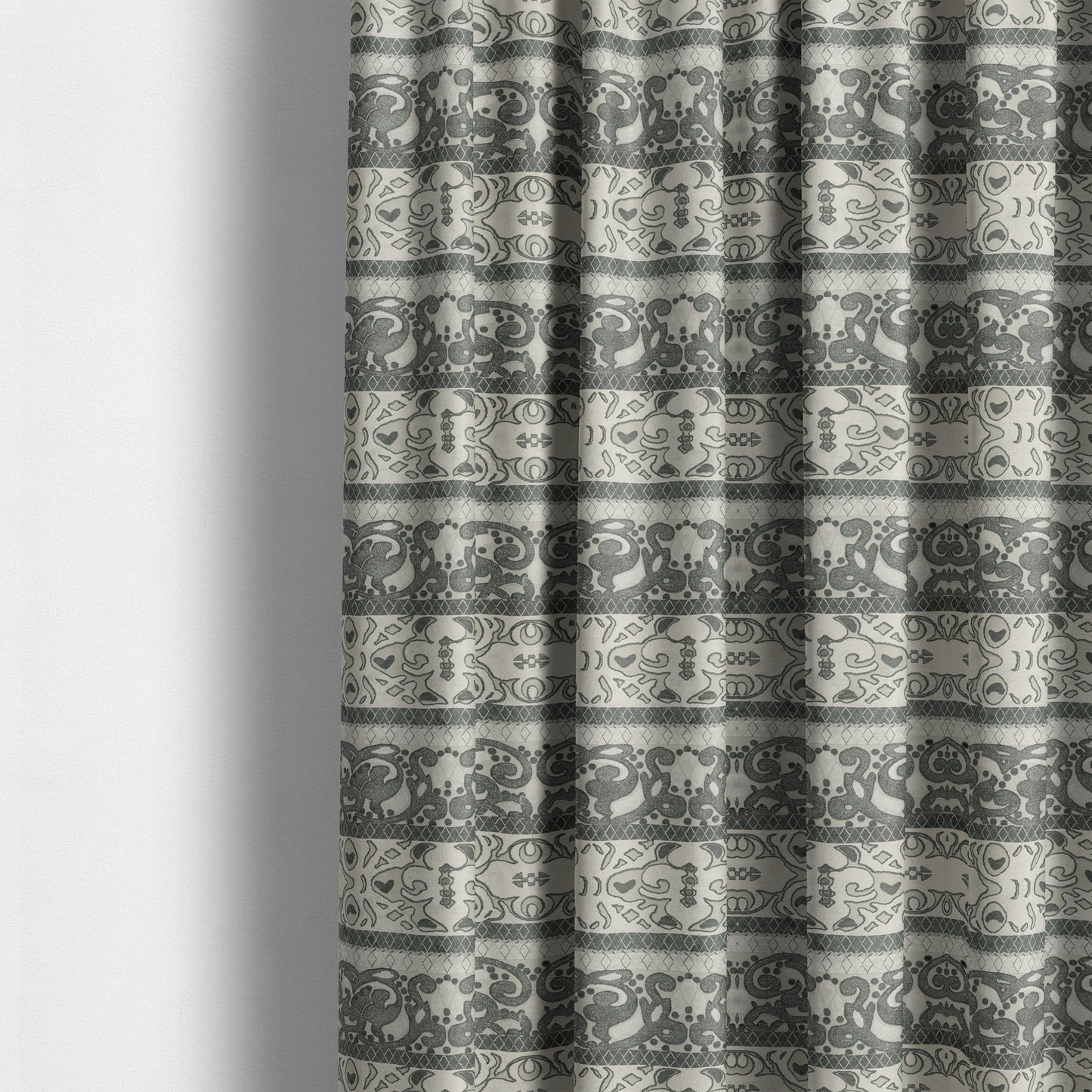 Casablanca Stripe Pattern Velvet Textured Furnishing Fabric In Black Grey Colour - Made To Measure Curtains