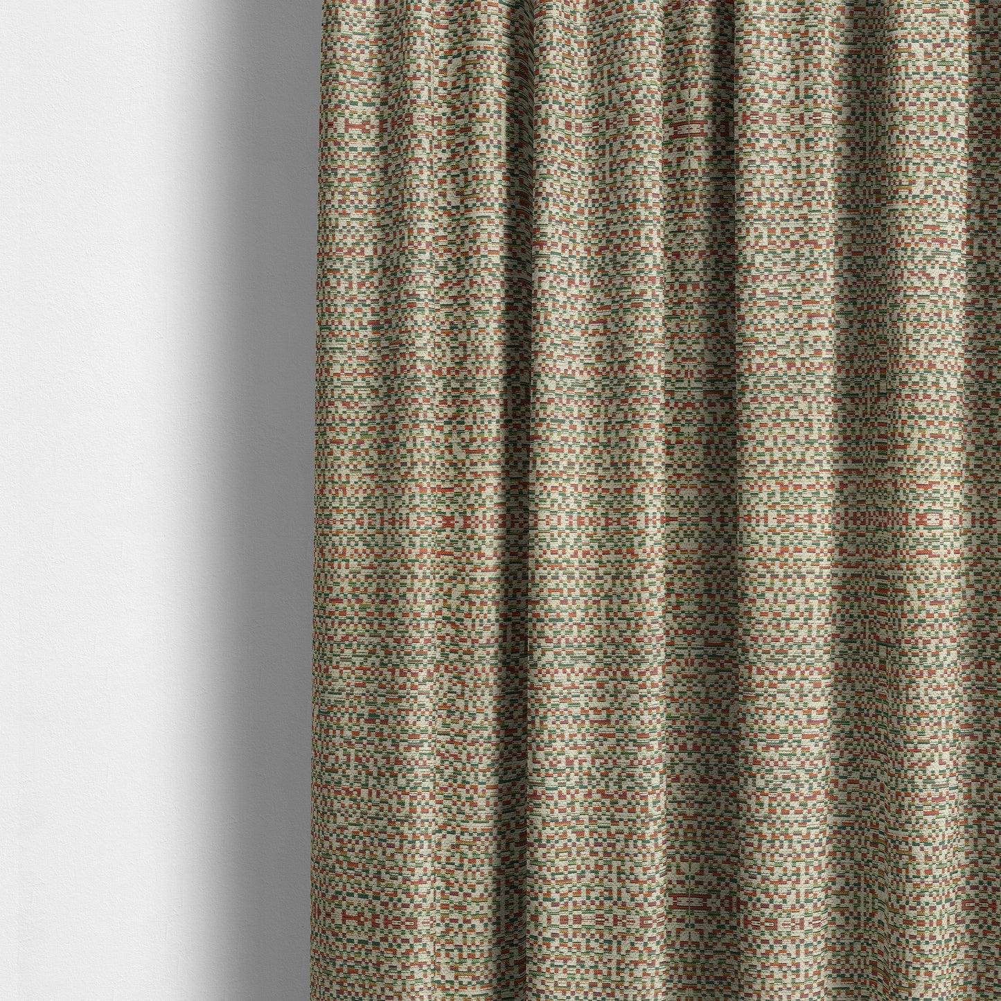 Comfy Chenille Textured Tetris Semi Plain Pattern Upholstery Fabric In Multicolour - Made To Measure Curtains