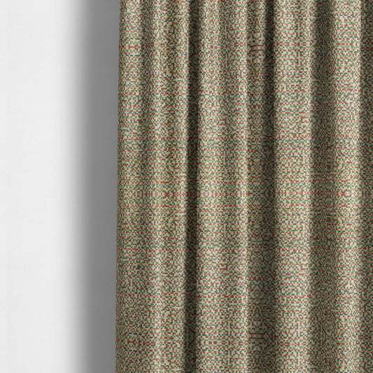 Comfy Chenille Textured Tetris Semi Plain Pattern Upholstery Fabric In Multicolour - Made To Measure Curtains