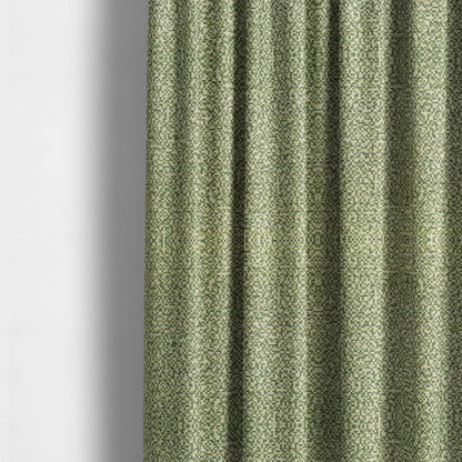 Comfy Chenille Textured Tetris Semi Plain Pattern Upholstery Fabric In Green - Made To Measure Curtains