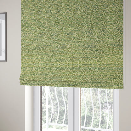 Comfy Chenille Textured Tetris Semi Plain Pattern Upholstery Fabric In Green - Roman Blinds