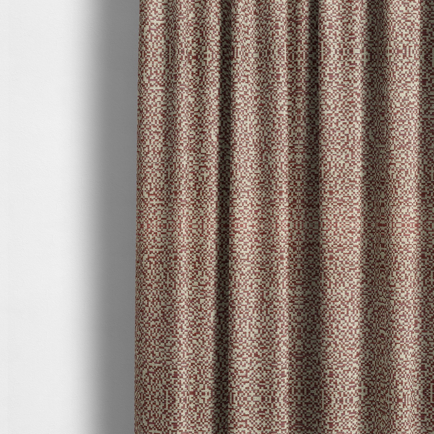 Comfy Chenille Textured Tetris Semi Plain Pattern Upholstery Fabric In Pink - Made To Measure Curtains