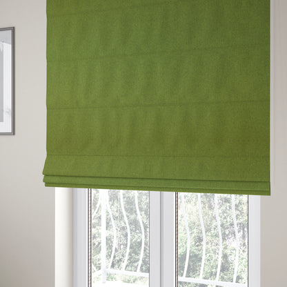 Como Soft Wool Effect Plain Chenille Quality Upholstery Fabric In Green Grass Colour - Roman Blinds