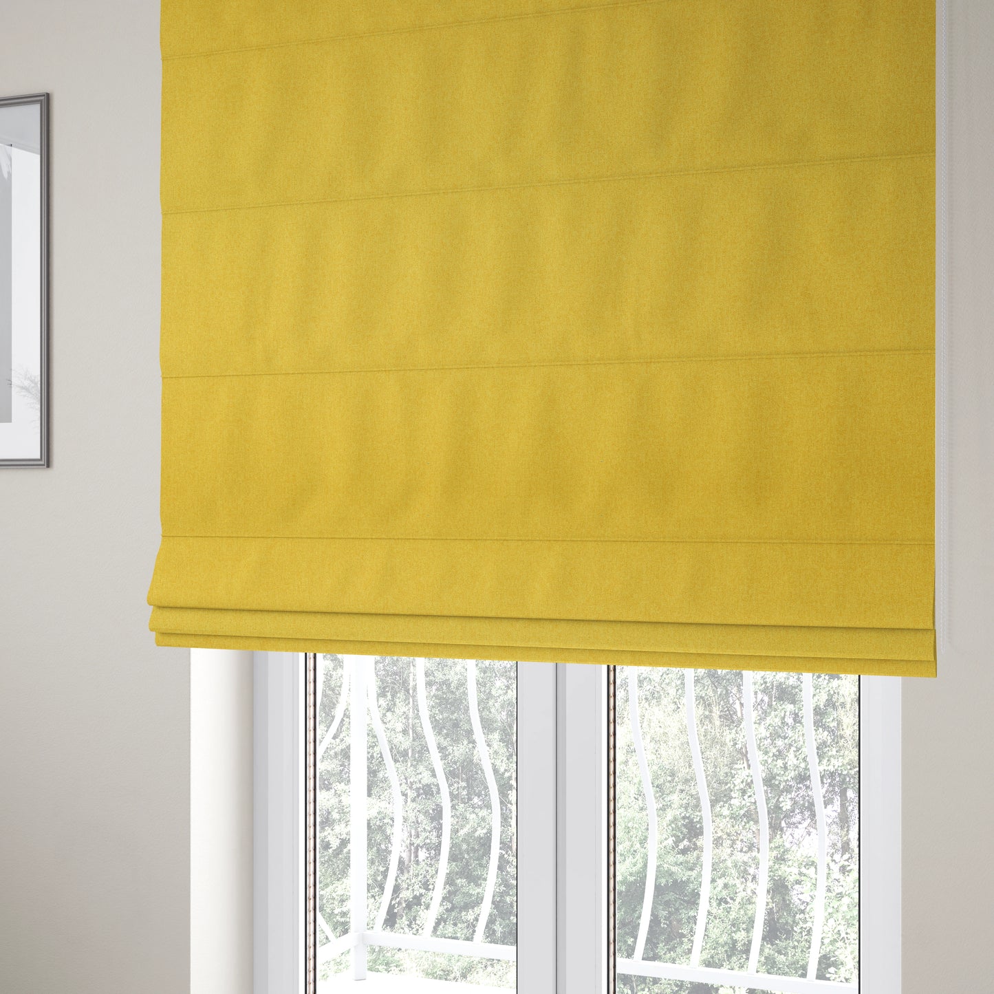 Como Soft Wool Effect Plain Chenille Quality Upholstery Fabric In Yellow Colour - Roman Blinds