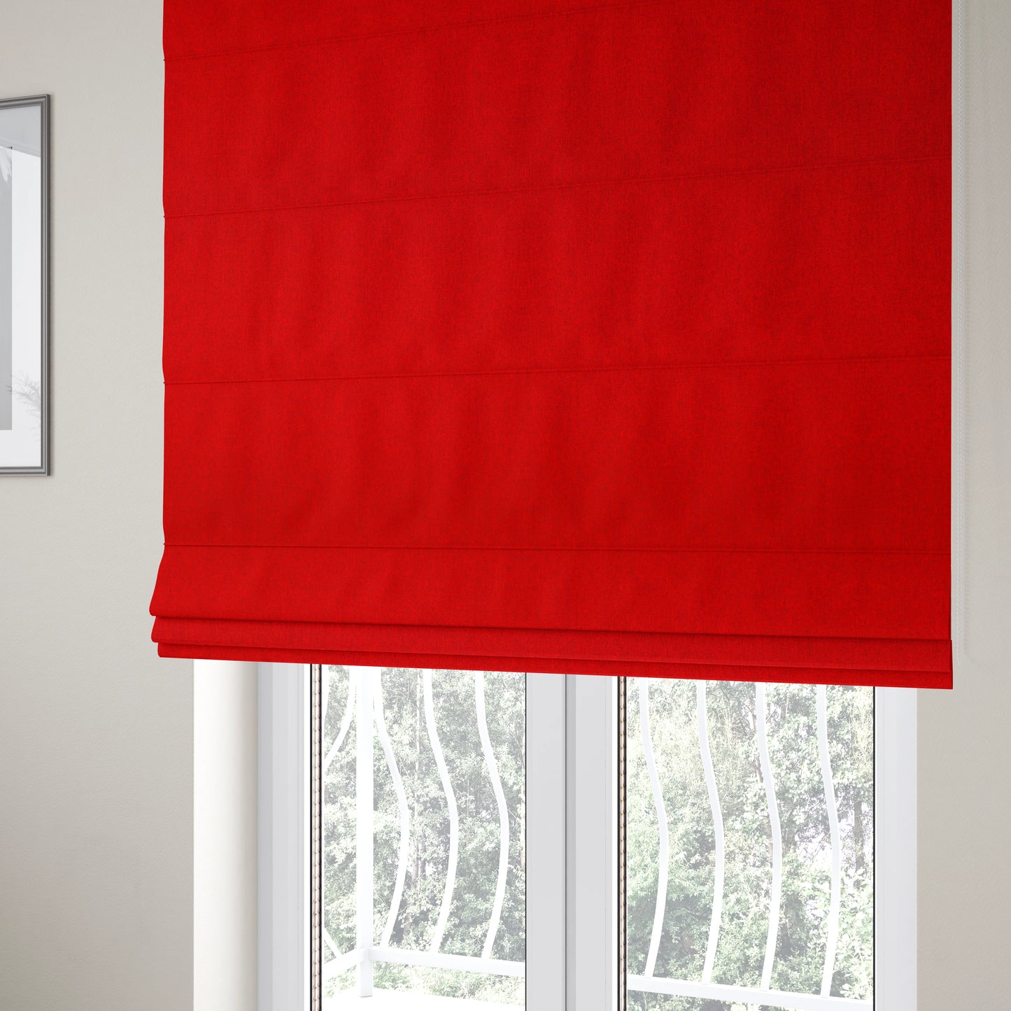 Como Soft Wool Effect Plain Chenille Quality Upholstery Fabric In Red Colour - Roman Blinds