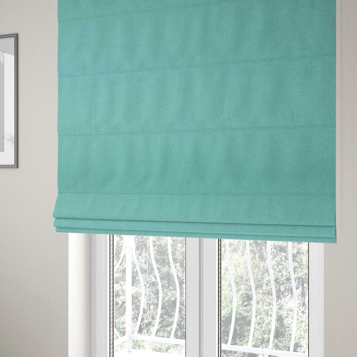 Como Soft Wool Effect Plain Chenille Quality Upholstery Fabric In Teal Blue Colour - Roman Blinds