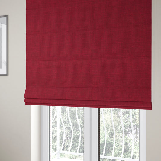 Cruise Ribbed Weave Textured Chenille Material In Red Upholstery Curtain Fabric - Roman Blinds