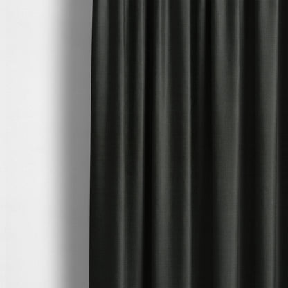 Cruise Ribbed Weave Textured Chenille Material In Black Upholstery Curtain Fabric - Made To Measure Curtains