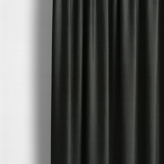 Cruise Ribbed Weave Textured Chenille Material In Black Upholstery Curtain Fabric - Made To Measure Curtains