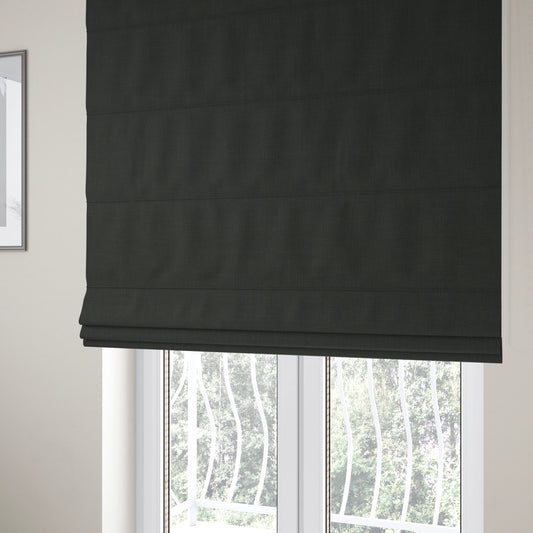 Cruise Ribbed Weave Textured Chenille Material In Black Upholstery Curtain Fabric - Roman Blinds