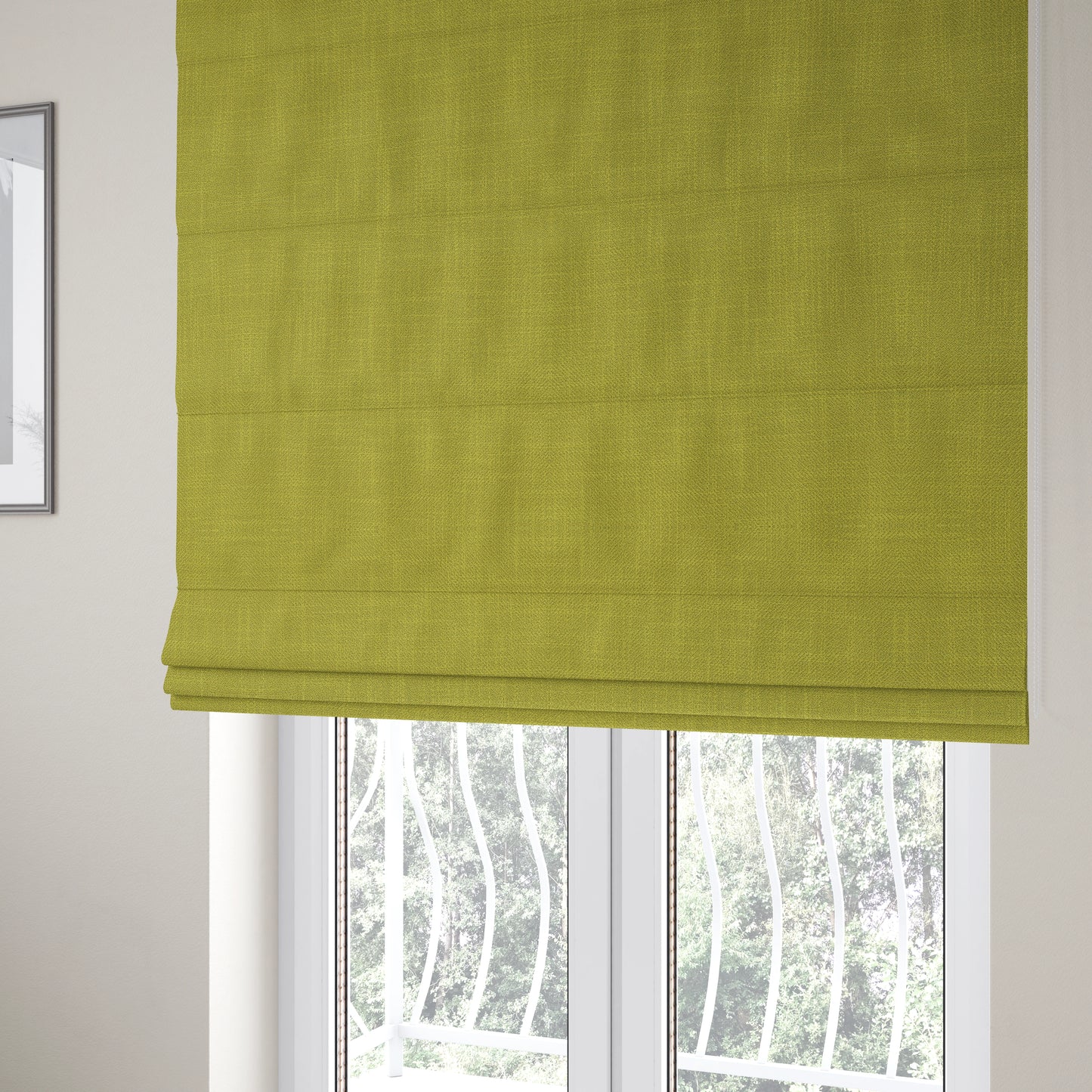 Cruise Ribbed Weave Textured Chenille Material In Green Upholstery Curtain Fabric - Roman Blinds