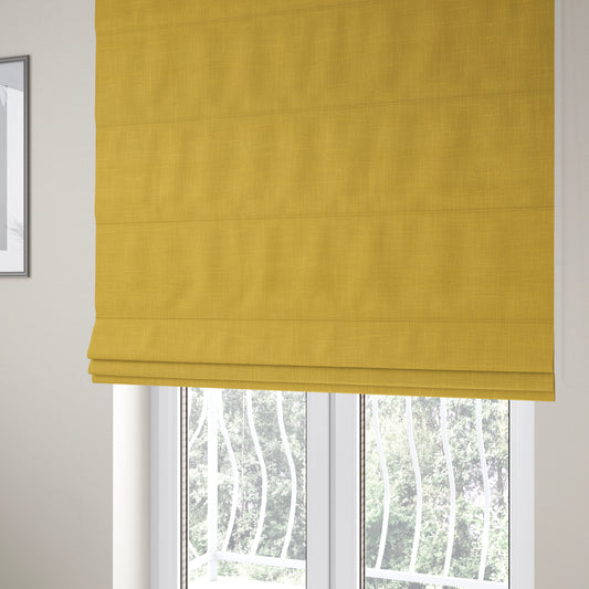 Cruise Ribbed Weave Textured Chenille Material In Yellow Upholstery Curtain Fabric - Roman Blinds