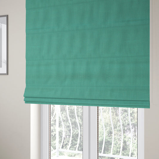 Cruise Ribbed Weave Textured Chenille Material In Teal Turquoise Upholstery Curtain Fabric - Roman Blinds