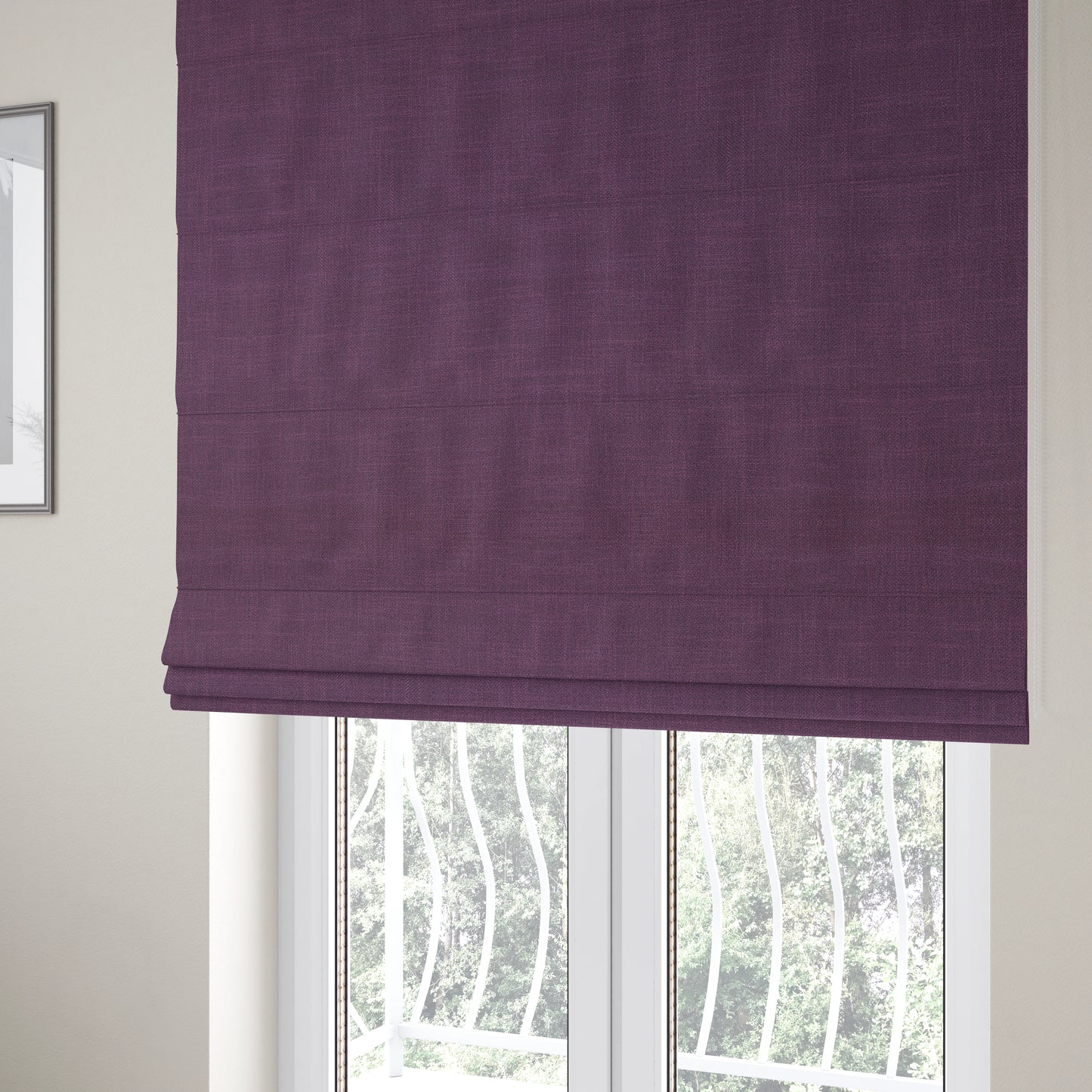 Cruise Ribbed Weave Textured Chenille Material In Purple Upholstery Curtain Fabric - Roman Blinds