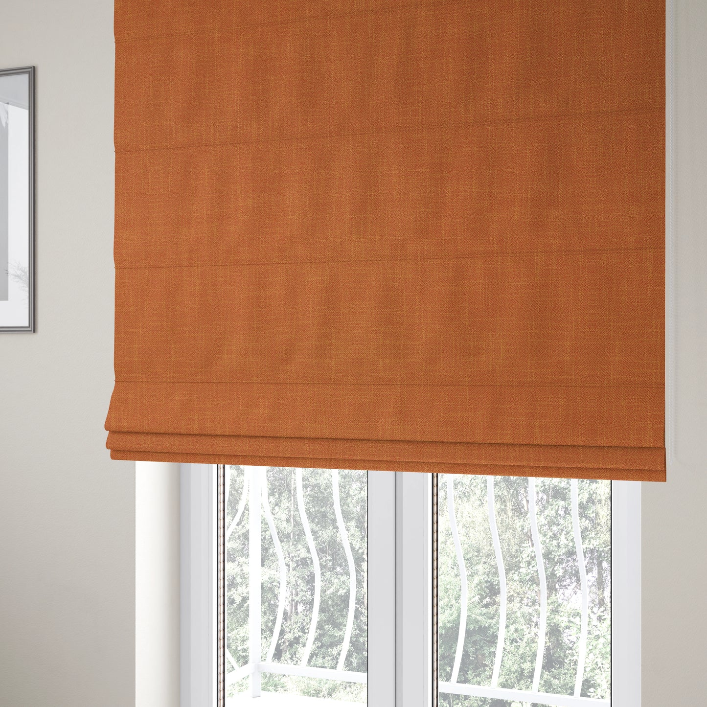 Cruise Ribbed Weave Textured Chenille Material In Orange Upholstery Curtain Fabric - Roman Blinds