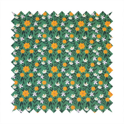 Green Garden Bloom Retro Floral Pattern Upholstery Fabric DP-02