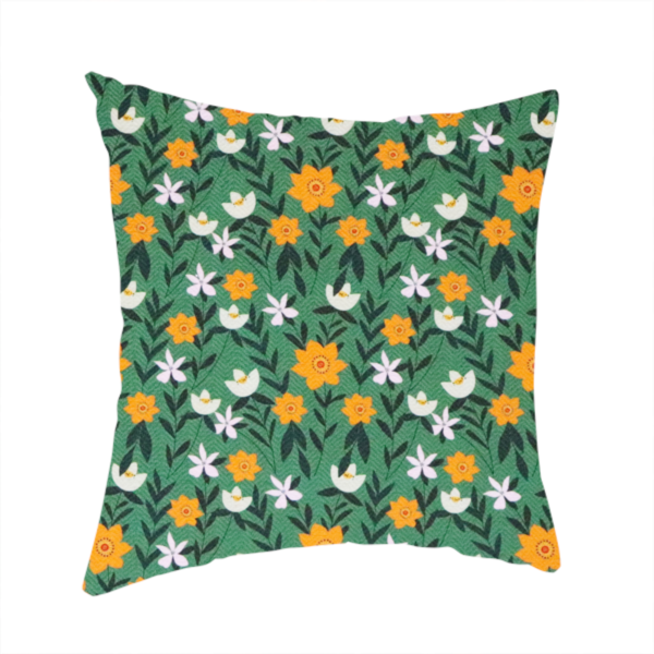 Green Garden Bloom Retro Floral Pattern Upholstery Fabric DP-02 - Handmade Cushions
