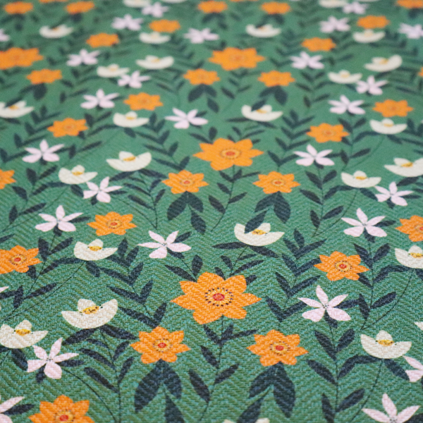 Green Garden Bloom Retro Floral Pattern Upholstery Fabric DP-02