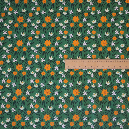 Green Garden Bloom Retro Floral Pattern Upholstery Fabric DP-02