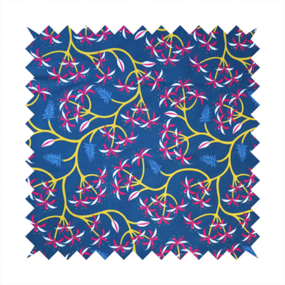 Intertwining Yellow Vine and Red Flower Print Upholstery Fabric DP-03 - Handmade Cushions