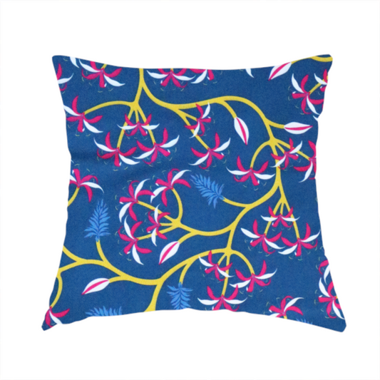 Intertwining Yellow Vine and Red Flower Print Upholstery Fabric DP-03 - Handmade Cushions