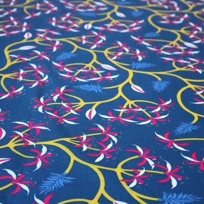 Intertwining Yellow Vine and Red Flower Print Upholstery Fabric DP-03 - Handmade Cushions