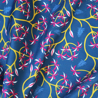 Intertwining Yellow Vine and Red Flower Print Upholstery Fabric DP-03 - Handmade Cushions