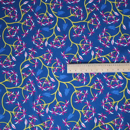 Intertwining Yellow Vine and Red Flower Print Upholstery Fabric DP-03 - Handmade Cushions