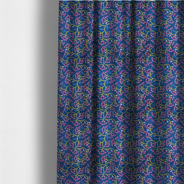 Intertwining Yellow Vine and Red Flower Print Upholstery Fabric DP-03 - Made To Measure Curtains