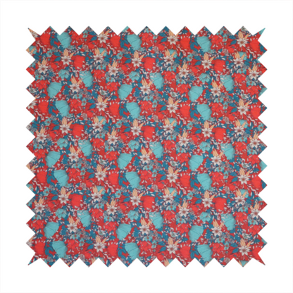 Intricate Red Ground Botanical Print Upholstery Fabric DP-04