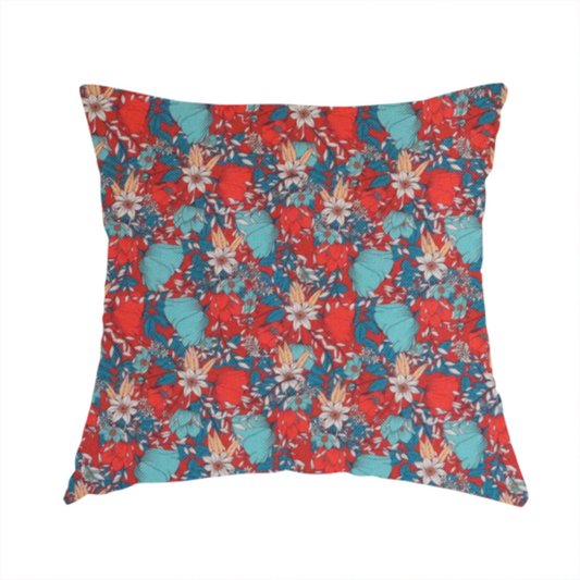 Intricate Red Ground Botanical Print Upholstery Fabric DP-04 - Handmade Cushions