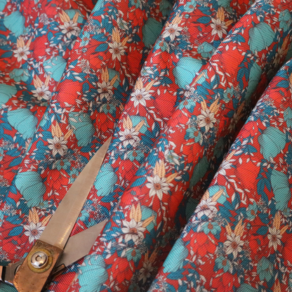 Intricate Red Ground Botanical Print Upholstery Fabric DP-04