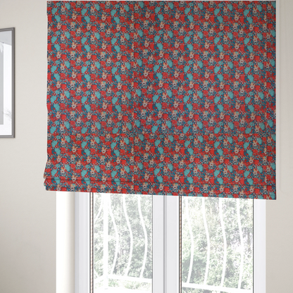 Intricate Red Ground Botanical Print Upholstery Fabric DP-04 - Roman Blinds