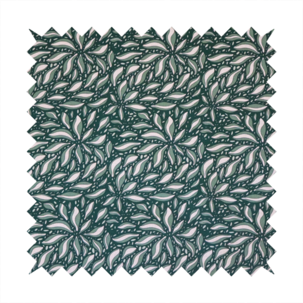 Deep Teal and Ivory Foliage Upholstery Fabric DP-05