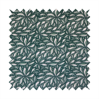 Deep Teal and Ivory Foliage Upholstery Fabric DP-05