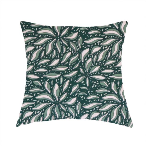 Deep Teal and Ivory Foliage Upholstery Fabric DP-05 - Handmade Cushions