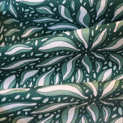 Deep Teal and Ivory Foliage Upholstery Fabric DP-05