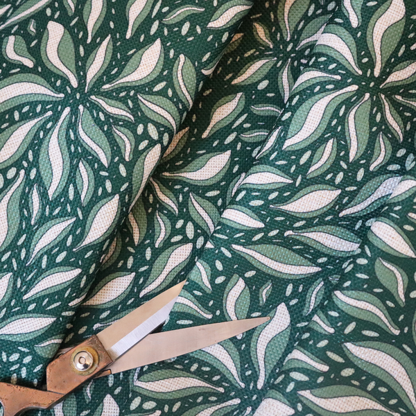 Deep Teal and Ivory Foliage Upholstery Fabric DP-05