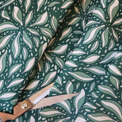 Deep Teal and Ivory Foliage Upholstery Fabric DP-05