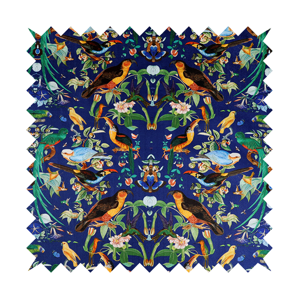 Jewel-Toned Exotic Birds and Tropical Floral Upholstery Fabric DP-06 - Handmade Cushions