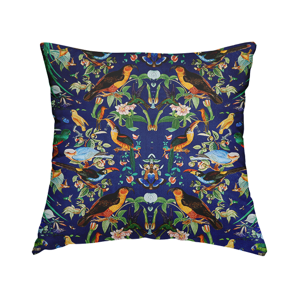 Jewel-Toned Exotic Birds and Tropical Floral Upholstery Fabric DP-06 - Handmade Cushions