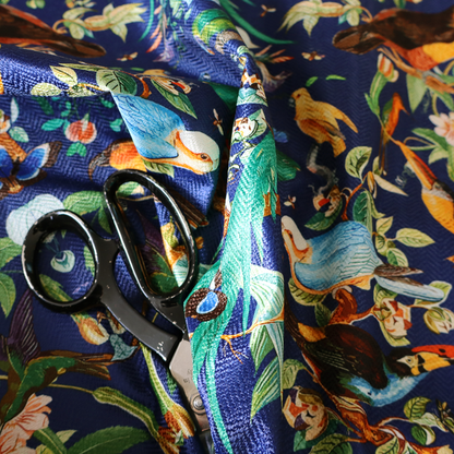 Jewel-Toned Exotic Birds and Tropical Floral Upholstery Fabric DP-06 - Handmade Cushions