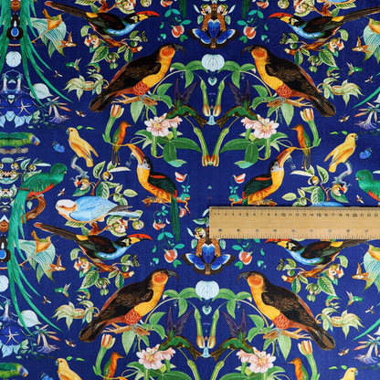 Jewel-Toned Exotic Birds and Tropical Floral Upholstery Fabric DP-06 - Handmade Cushions