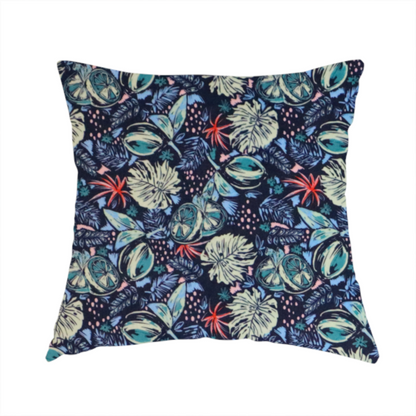 Indigo and Mint Botanical Cluster Upholstery Fabric DP-09 - Handmade Cushions