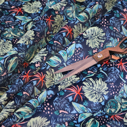 Indigo and Mint Botanical Cluster Upholstery Fabric DP-09 - Handmade Cushions