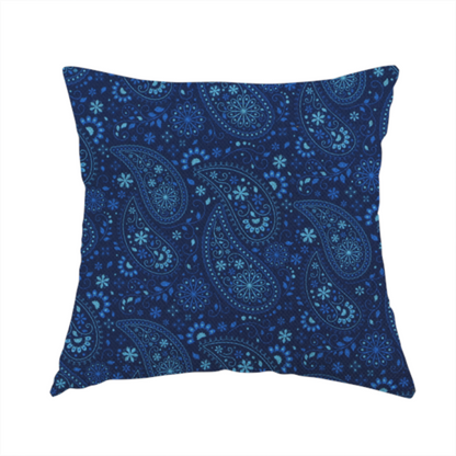 Midnight Navy Paisley Upholstery Fabric DP-100 - Handmade Cushions