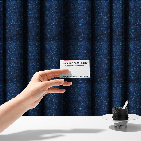 Midnight Navy Paisley Upholstery Fabric DP-100 - Made To Measure Curtains