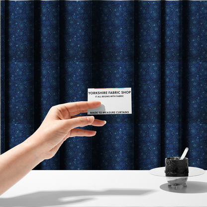 Midnight Navy Paisley Upholstery Fabric DP-100 - Made To Measure Curtains