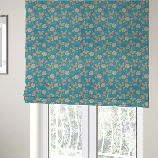 Summer Meadow Butterfly Upholstery Fabric DP-102 - Roman Blinds