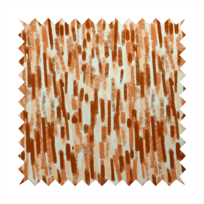 A textured abstract pattern featuring vertical brushstrokes or chalk-like marks in shades of warm terracotta and burnt orange against a light off-white or cream background.